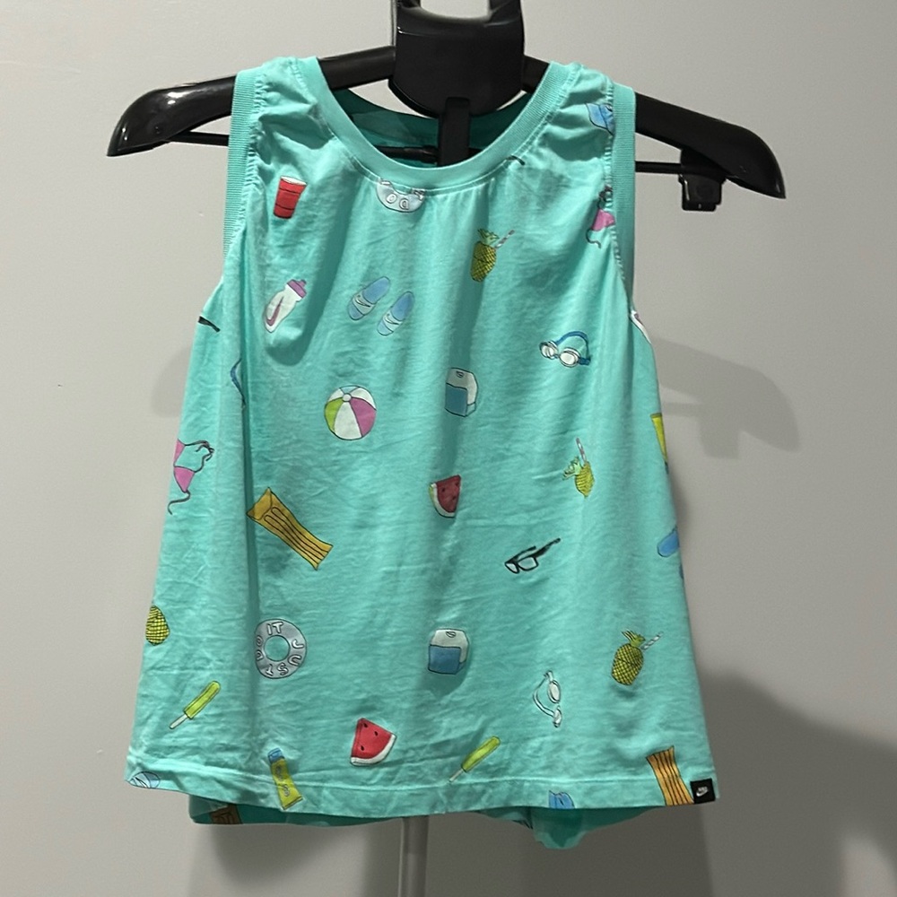 Nike Teal Graphic crop Top Tank size XXL